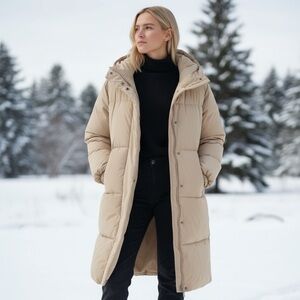 NWT Neutral Oversized Hooded Long Puffer Jacket Warm Winter Snow Coat Plus Sz 1X